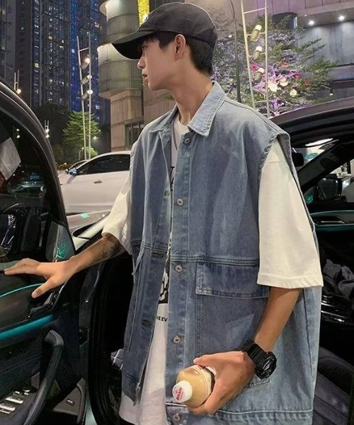 MGV（エムジーヴィー）の「ルーズデニムベスト（ベスト・メンズ・ブラック/ブルー・MEDIUM/LARGE/X-LARGE）」の7枚目の写真