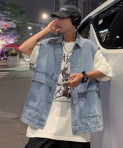 MGV（エムジーヴィー）の「ルーズデニムベスト（ベスト・メンズ・ブラック/ブルー・MEDIUM/LARGE/X-LARGE）」の12枚目の写真
