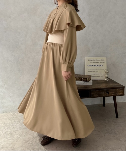 apres jour clair（アプレジュールクレア）の「【apres jour clair】フリルケープワンピース【ZOZOTOWN限定アイテム】（ワンピース・レディース・アイボリー/モカ・フリー/X-LARGE）」の18枚目の写真