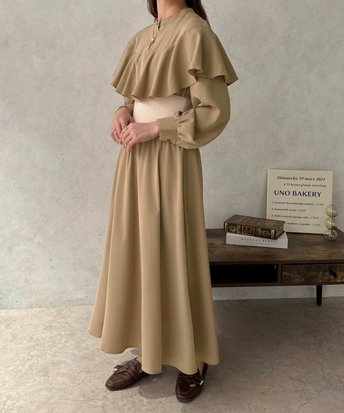 apres jour clair（アプレジュールクレア）の「【apres jour clair】フリルケープワンピース【ZOZOTOWN限定アイテム】（ワンピース・レディース・アイボリー/モカ・フリー/X-LARGE）」の19枚目の写真