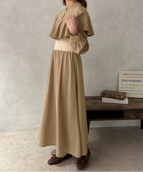 apres jour clair（アプレジュールクレア）の「【apres jour clair】フリルケープワンピース【ZOZOTOWN限定アイテム】（ワンピース・レディース・アイボリー/モカ・フリー/X-LARGE）」の20枚目の写真