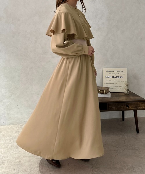 apres jour clair（アプレジュールクレア）の「【apres jour clair】フリルケープワンピース【ZOZOTOWN限定アイテム】（ワンピース・レディース・アイボリー/モカ・フリー/X-LARGE）」の21枚目の写真