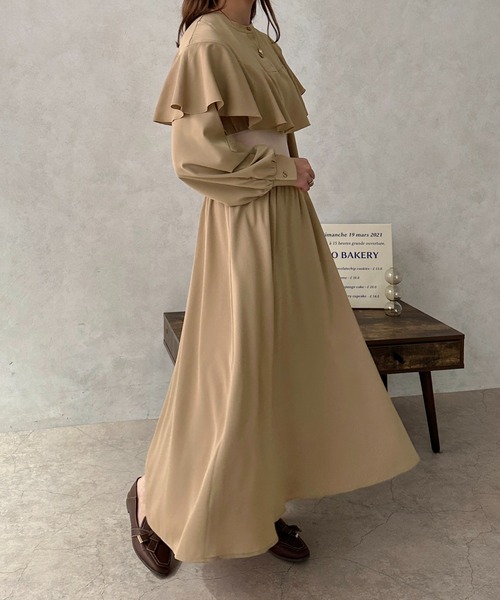 apres jour clair（アプレジュールクレア）の「【apres jour clair】フリルケープワンピース【ZOZOTOWN限定アイテム】（ワンピース・レディース・アイボリー/モカ・フリー/X-LARGE）」の9枚目の写真