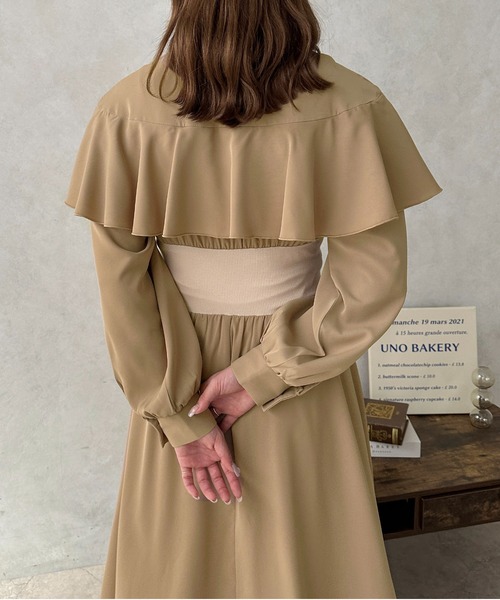 セール】【apres jour clair】フリルケープワンピース【ZOZOTOWN限定