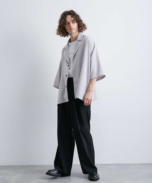 JUNRED（ジュンレッド）の「ベルテッドワイドフレアパンツ（スラックス・メンズ・ブラック/グリーン・S/M/L）」の4枚目の写真