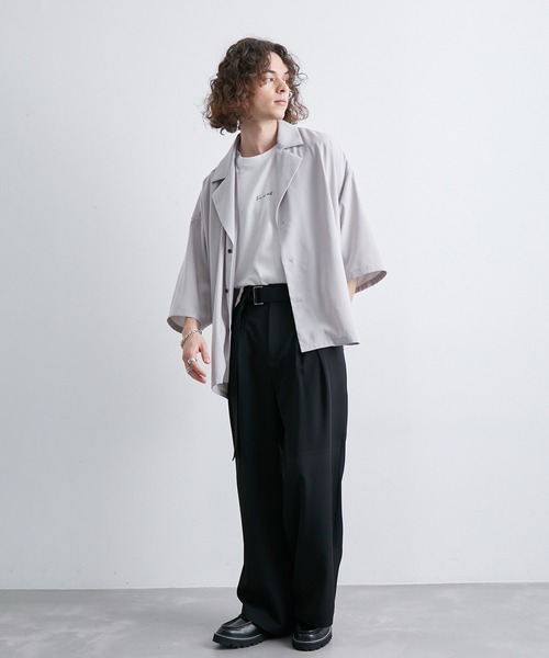 JUNRED（ジュンレッド）の「ベルテッドワイドフレアパンツ（スラックス・メンズ・ブラック/グリーン・S/M/L）」の10枚目の写真