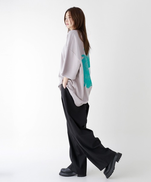 minsobi(ミンソビ)の「スピルドミント半袖Tシャツ バッグデザイン ハーフスリーブカットソー(Tシャツ/カットソー・メンズ・ブラック/ホワイト/ベージュ・FREE)」の9枚目の写真