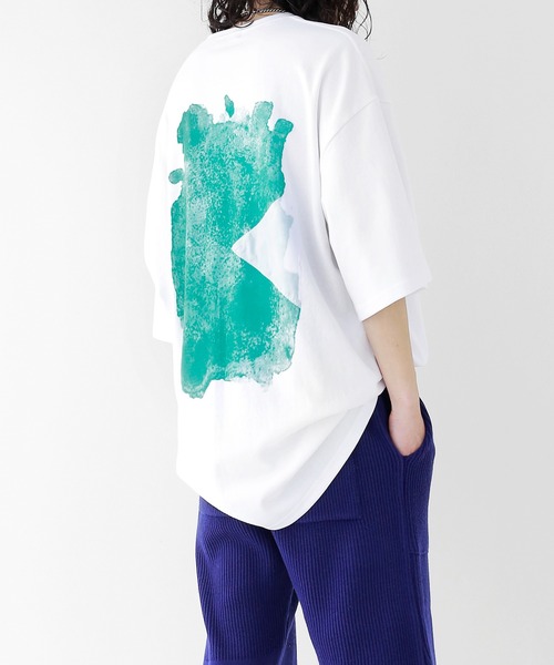 minsobi(ミンソビ)の「スピルドミント半袖Tシャツ バッグデザイン ハーフスリーブカットソー(Tシャツ/カットソー・メンズ・ブラック/ホワイト/ベージュ・FREE)」の15枚目の写真