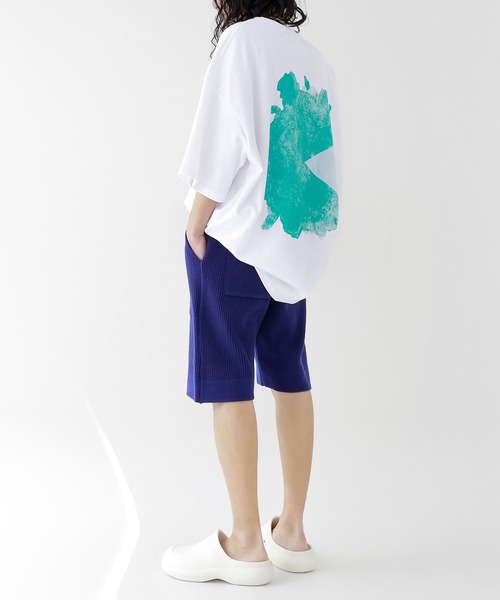 minsobi(ミンソビ)の「スピルドミント半袖Tシャツ バッグデザイン ハーフスリーブカットソー(Tシャツ/カットソー・メンズ・ブラック/ホワイト/ベージュ・FREE)」の12枚目の写真