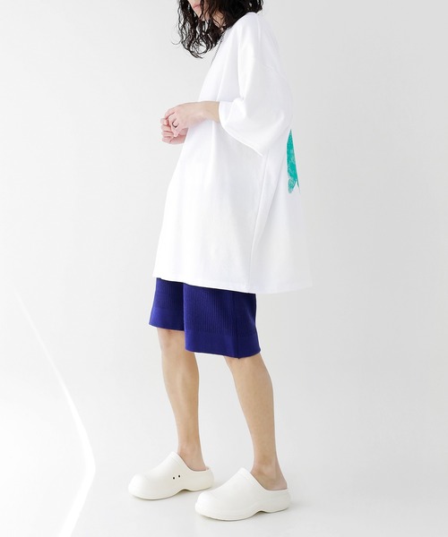 minsobi(ミンソビ)の「スピルドミント半袖Tシャツ バッグデザイン ハーフスリーブカットソー(Tシャツ/カットソー・メンズ・ブラック/ホワイト/ベージュ・FREE)」の13枚目の写真