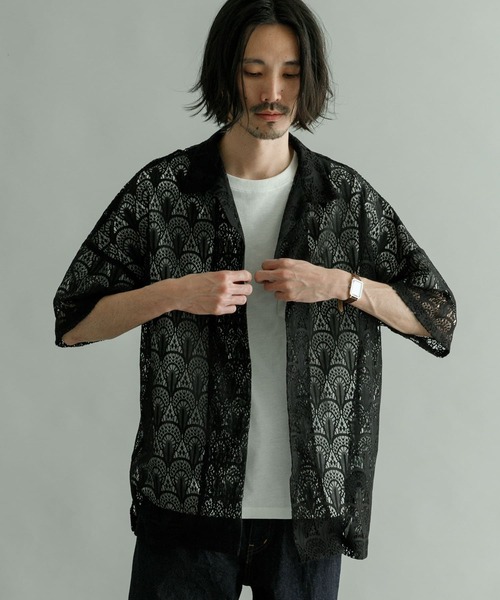URBAN RESEARCH（アーバンリサーチ）の「URBAN RESEARCH iD　レースオープンカラーシャツ（シャツ/ブラウス・メンズ・グリーン/ネイビー/ブラック・MEDIUM/LARGE）」の8枚目の写真