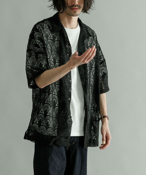 URBAN RESEARCH（アーバンリサーチ）の「URBAN RESEARCH iD　レースオープンカラーシャツ（シャツ/ブラウス・メンズ・グリーン/ネイビー/ブラック・MEDIUM/LARGE）」の9枚目の写真