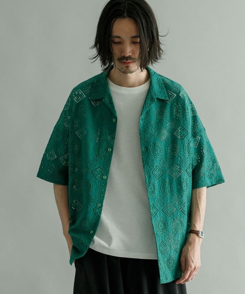 URBAN RESEARCH（アーバンリサーチ）の「URBAN RESEARCH iD　レースオープンカラーシャツ（シャツ/ブラウス・メンズ・グリーン/ネイビー/ブラック・MEDIUM/LARGE）」の13枚目の写真