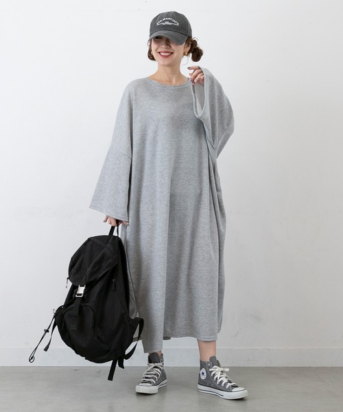 PICHI（ピイチ）の「オーバーサイズBIGワンピース（ワンピース・レディース・ブラック/グレー・FREE）」の7枚目の写真