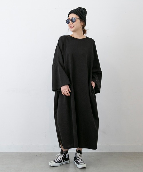 PICHI（ピイチ）の「オーバーサイズBIGワンピース（ワンピース・レディース・ブラック/グレー・FREE）」の12枚目の写真