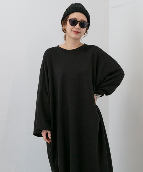 PICHI（ピイチ）の「オーバーサイズBIGワンピース（ワンピース・レディース・ブラック/グレー・FREE）」の9枚目の写真