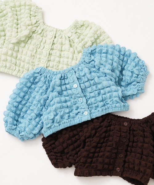 CIAOPANIC TYPY（チャオパニックティピー）の「【KIDS】マルチウェイポップコーンショートカーディガン（カーディガン/ボレロ・キッズ・サックスブルー/グリーン/ブラウン・S/M/L/XL/XXL）」の3枚目の写真