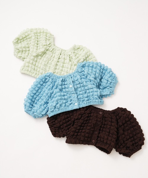 CIAOPANIC TYPY（チャオパニックティピー）の「【KIDS】マルチウェイポップコーンショートカーディガン（カーディガン/ボレロ・キッズ・サックスブルー/グリーン/ブラウン・S/M/L/XL/XXL）」の7枚目の写真