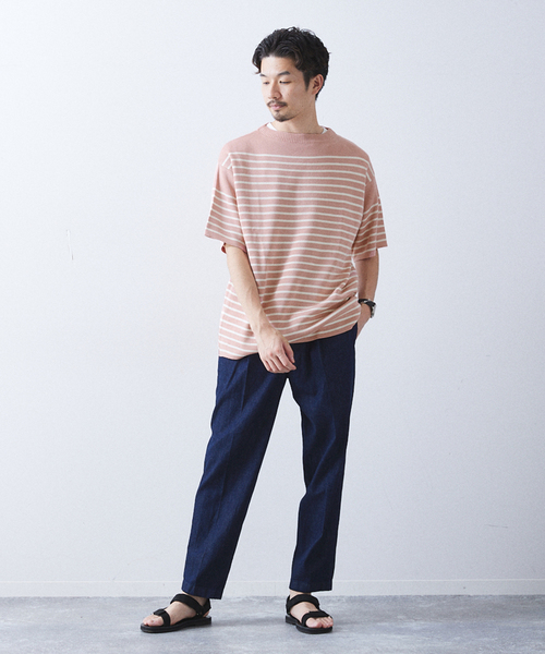 417 EDIFICE(フォーワンセブンエディフィス)の「リネンライクMVS ボーダーニット Tシャツ(Tシャツ/カットソー・メンズ・グレー/ブラック/ピンク系その他/ホワイト/ライトグリーン・MEDIUM/LARGE/X-LARGE)」の9枚目の写真