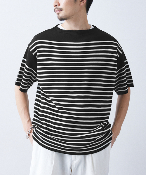 417 EDIFICE(フォーワンセブンエディフィス)の「リネンライクMVS ボーダーニット Tシャツ(Tシャツ/カットソー・メンズ・グレー/ブラック/ピンク系その他/ホワイト/ライトグリーン・MEDIUM/LARGE/X-LARGE)」の11枚目の写真