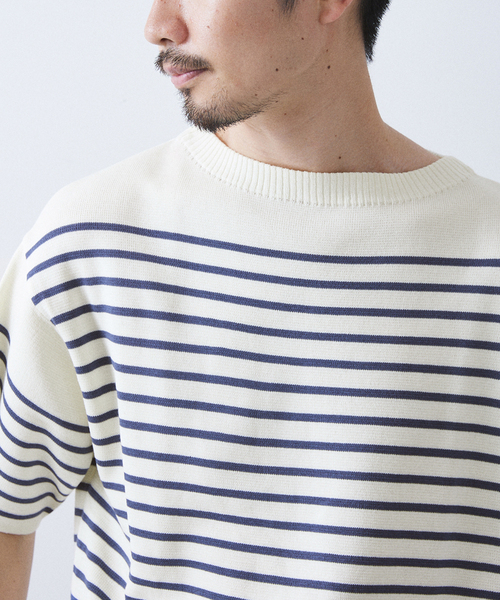 417 EDIFICE(フォーワンセブンエディフィス)の「リネンライクMVS ボーダーニット Tシャツ(Tシャツ/カットソー・メンズ・グレー/ブラック/ピンク系その他/ホワイト/ライトグリーン・MEDIUM/LARGE/X-LARGE)」の14枚目の写真