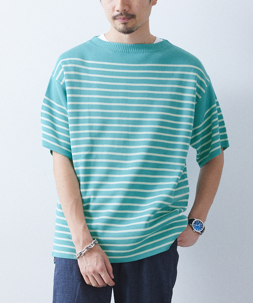 417 EDIFICE(フォーワンセブンエディフィス)の「リネンライクMVS ボーダーニット Tシャツ(Tシャツ/カットソー・メンズ・グレー/ブラック/ピンク系その他/ホワイト/ライトグリーン・MEDIUM/LARGE/X-LARGE)」の16枚目の写真