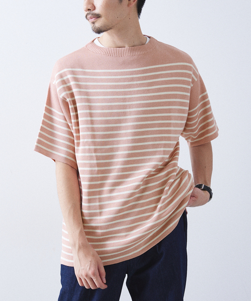 417 EDIFICE(フォーワンセブンエディフィス)の「リネンライクMVS ボーダーニット Tシャツ(Tシャツ/カットソー・メンズ・グレー/ブラック/ピンク系その他/ホワイト/ライトグリーン・MEDIUM/LARGE/X-LARGE)」の17枚目の写真