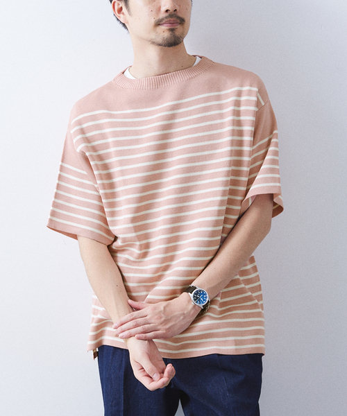 417 EDIFICE(フォーワンセブンエディフィス)の「リネンライクMVS ボーダーニット Tシャツ(Tシャツ/カットソー・メンズ・グレー/ブラック/ピンク系その他/ホワイト/ライトグリーン・MEDIUM/LARGE/X-LARGE)」の18枚目の写真