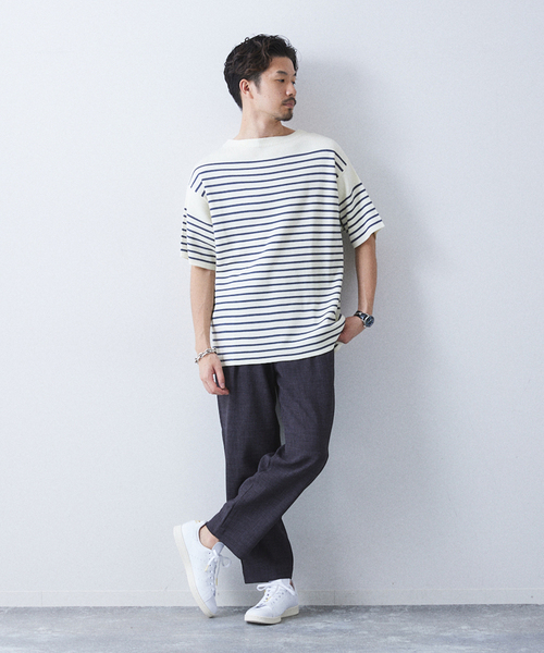 417 EDIFICE(フォーワンセブンエディフィス)の「リネンライクMVS ボーダーニット Tシャツ(Tシャツ/カットソー・メンズ・グレー/ブラック/ピンク系その他/ホワイト/ライトグリーン・MEDIUM/LARGE/X-LARGE)」の22枚目の写真