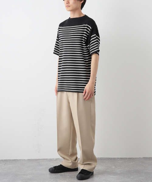 リネンライクMVS ボーダーニット Tシャツ（Tシャツ/カットソー）｜417