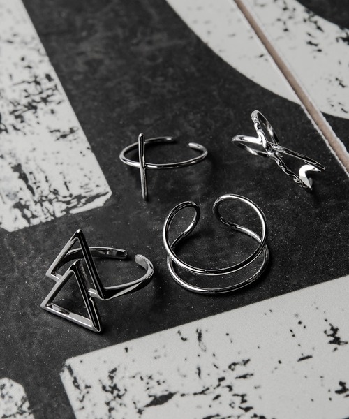 サイズ調整可能 シルバー925 ユニセックス変形デザイン シルバーリング