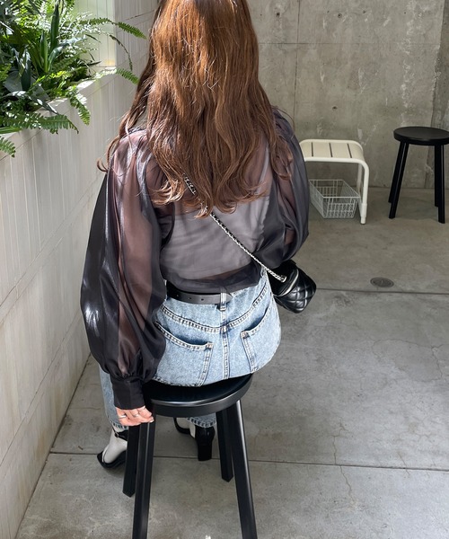 LE MORE（リモア）の「オーガンジーボリュームブラウス（シャツ/ブラウス・レディース・ブラック/アイボリー/ミント・FREE）」の4枚目の写真