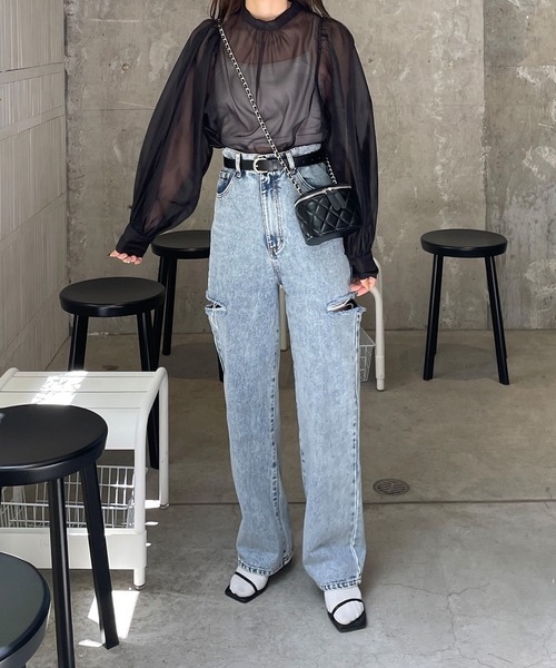 LE MORE（リモア）の「オーガンジーボリュームブラウス（シャツ/ブラウス・レディース・ブラック/アイボリー/ミント・FREE）」の21枚目の写真