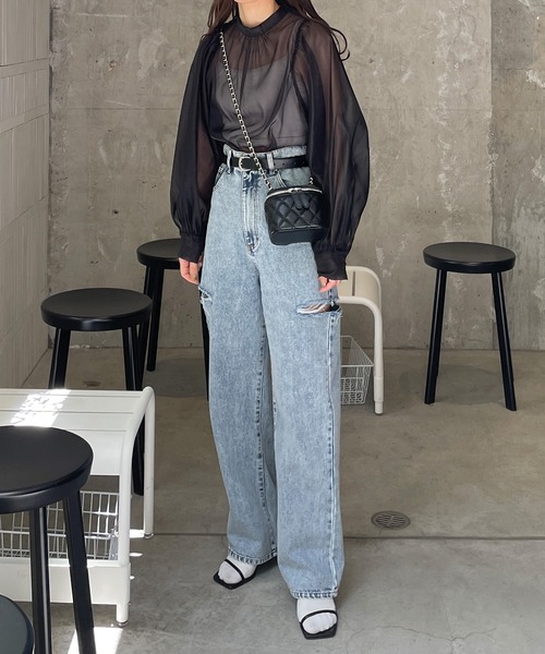 LE MORE（リモア）の「オーガンジーボリュームブラウス（シャツ/ブラウス・レディース・ブラック/アイボリー/ミント・FREE）」の15枚目の写真