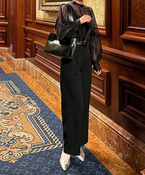 LE MORE（リモア）の「オーガンジーボリュームブラウス（シャツ/ブラウス・レディース・ブラック/アイボリー/ミント・FREE）」の5枚目の写真