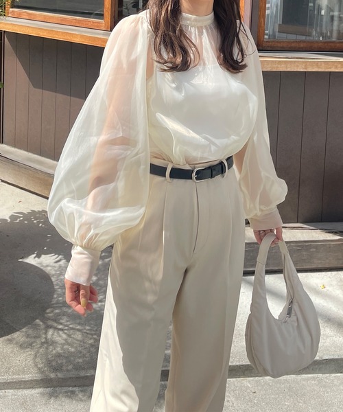 LE MORE（リモア）の「オーガンジーボリュームブラウス（シャツ/ブラウス・レディース・ブラック/アイボリー/ミント・FREE）」の22枚目の写真