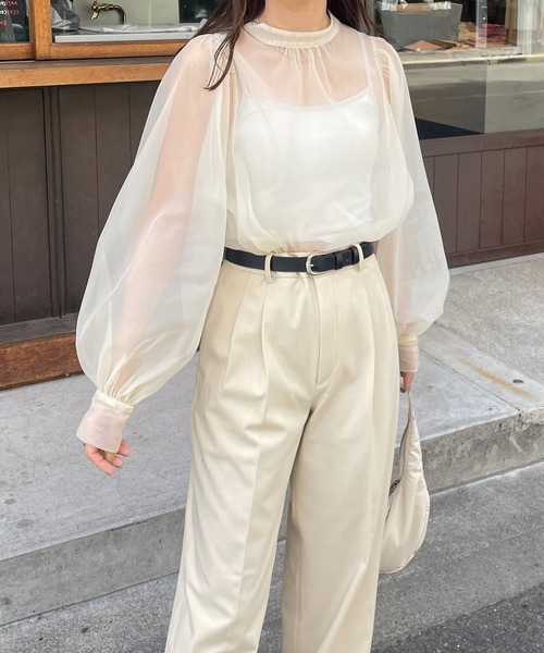 LE MORE（リモア）の「オーガンジーボリュームブラウス（シャツ/ブラウス・レディース・ブラック/アイボリー/ミント・FREE）」の13枚目の写真