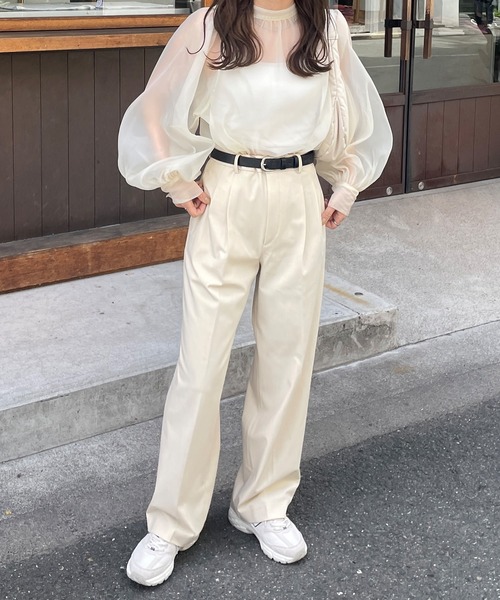 LE MORE（リモア）の「オーガンジーボリュームブラウス（シャツ/ブラウス・レディース・ブラック/アイボリー/ミント・FREE）」の10枚目の写真