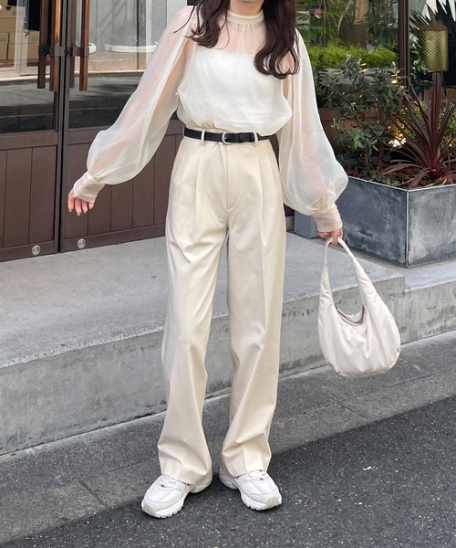 LE MORE（リモア）の「オーガンジーボリュームブラウス（シャツ/ブラウス・レディース・ブラック/アイボリー/ミント・FREE）」の8枚目の写真