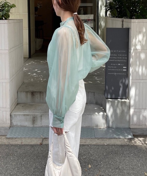 LE MORE（リモア）の「オーガンジーボリュームブラウス（シャツ/ブラウス・レディース・ブラック/アイボリー/ミント・FREE）」の14枚目の写真