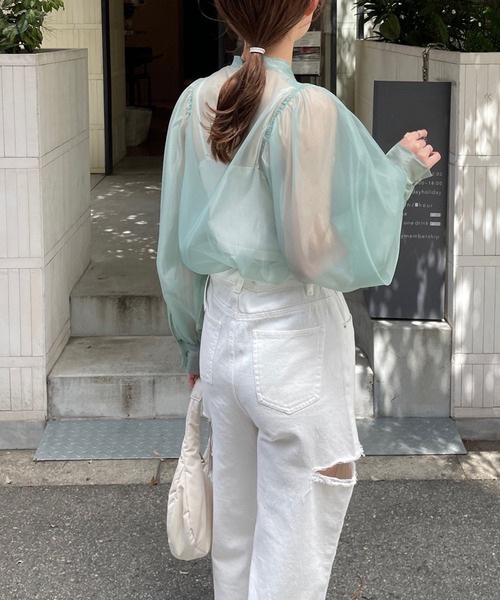 LE MORE（リモア）の「オーガンジーボリュームブラウス（シャツ/ブラウス・レディース・ブラック/アイボリー/ミント・FREE）」の17枚目の写真