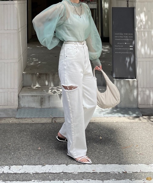 LE MORE（リモア）の「オーガンジーボリュームブラウス（シャツ/ブラウス・レディース・ブラック/アイボリー/ミント・FREE）」の11枚目の写真