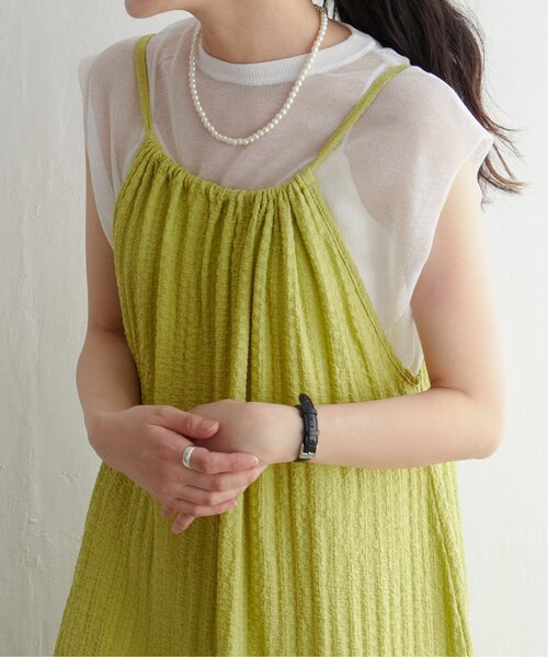 VENCEEXCHANGE（ヴァンスエクスチェンジ）の「シアーニットノースリトップス（ニット/セーター・レディース・ブラウン/ブラック/オフホワイト/グレー・FREE）」の2枚目の写真