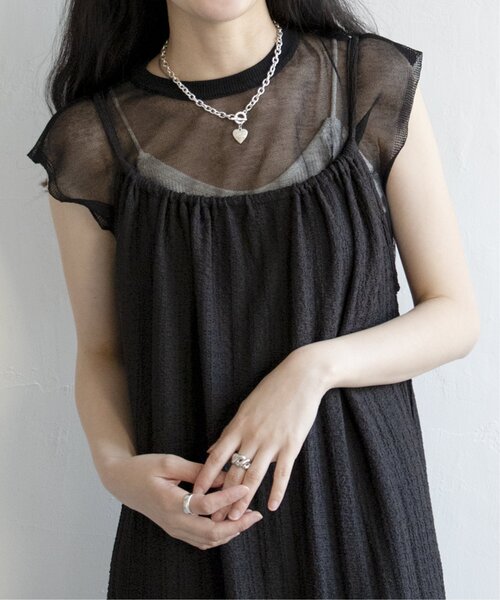 VENCEEXCHANGE（ヴァンスエクスチェンジ）の「シアーニットノースリトップス（ニット/セーター・レディース・ブラウン/ブラック/オフホワイト/グレー・FREE）」の3枚目の写真