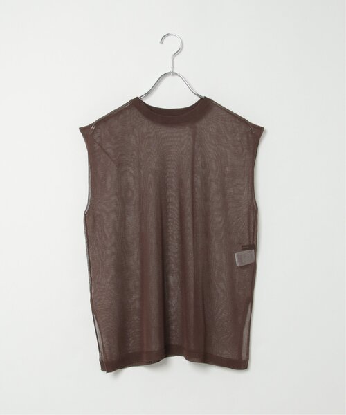 VENCEEXCHANGE（ヴァンスエクスチェンジ）の「シアーニットノースリトップス（ニット/セーター・レディース・ブラウン/ブラック/オフホワイト/グレー・FREE）」の14枚目の写真