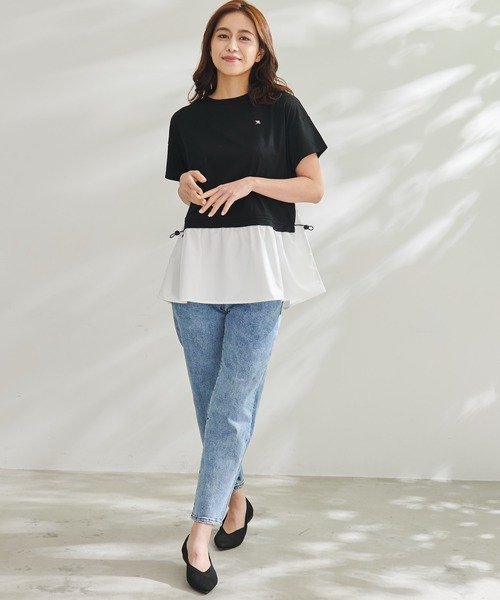 Arnold Palmer（アーノルドパーマー）の「シルケット 天竺 切替 ドロスト トップス（Tシャツ/カットソー・レディース・ミント/ホワイト/ブラック・L/S/M）」の15枚目の写真