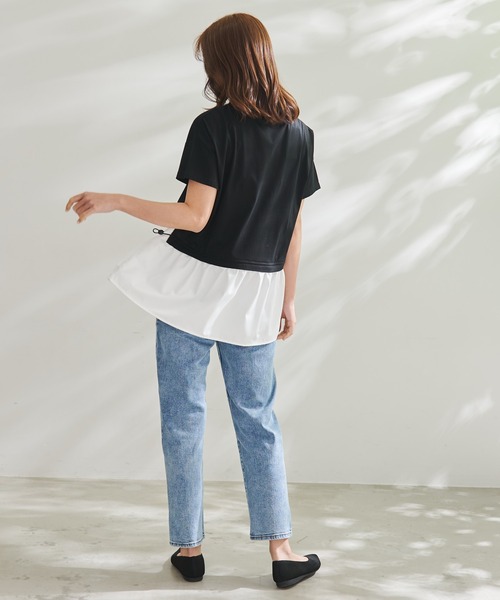 Arnold Palmer（アーノルドパーマー）の「シルケット 天竺 切替 ドロスト トップス（Tシャツ/カットソー・レディース・ミント/ホワイト/ブラック・L/S/M）」の10枚目の写真