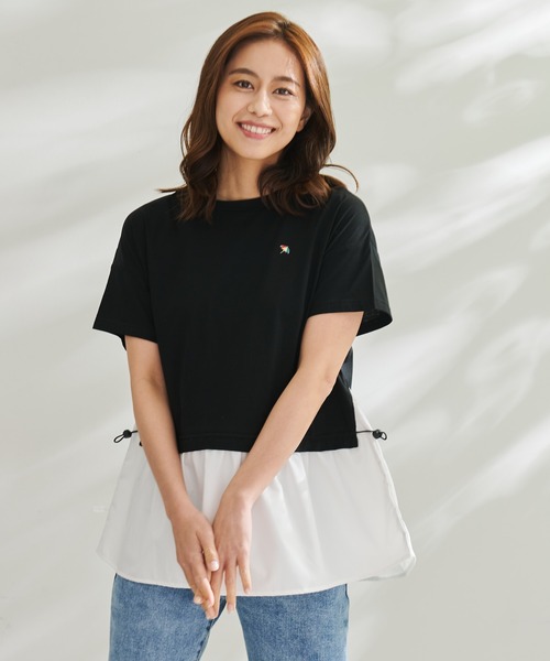 Arnold Palmer（アーノルドパーマー）の「シルケット 天竺 切替 ドロスト トップス（Tシャツ/カットソー・レディース・ミント/ホワイト/ブラック・L/S/M）」の14枚目の写真