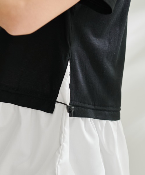 Arnold Palmer（アーノルドパーマー）の「シルケット 天竺 切替 ドロスト トップス（Tシャツ/カットソー・レディース・ミント/ホワイト/ブラック・L/S/M）」の6枚目の写真