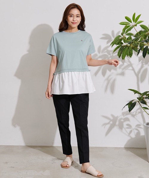 Arnold Palmer（アーノルドパーマー）の「シルケット 天竺 切替 ドロスト トップス（Tシャツ/カットソー・レディース・ミント/ホワイト/ブラック・L/S/M）」の17枚目の写真